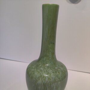 Royal Haegar long neck Vase in Lime Green & Yellow Drip Glaze.Vintage 1958.